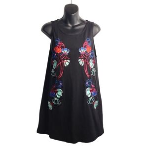 Minkpink Women's Black Embroidered Sleeveless Mini Shirt Dress Size Small